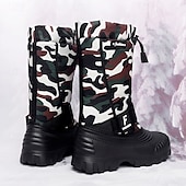 tanie Buty zimowe i śniegu-męskie zimowe buty śnieżne w kamuflażu z wodoodporną cholewką i pluszową podszewką - wytrzymała, antypoślizgowa podeszwa, regulowany pasek, idealne do aktywności na świeżym powietrzu
