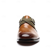 economico Semi-formale-scarpe da uomo con cinturino alla caviglia in pelle sintetica e pelle scamosciata bicolore – eleganti scarpe eleganti con fibbia per occasioni formali