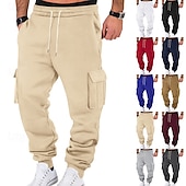 cheap Sweatpants-Men&#039;s Fleece Pants Sweatpants Joggers Trousers Cargo Sweatpants Pocket Drawstring Elastic Waist Plain Comfort Warm Sports Outdoor Daily Fashion Casual Black White Micro-elastic