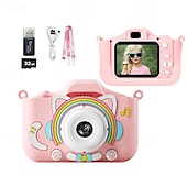 baratos Acessórios para festa-câmera digital para crianças para meninas de 3 a 8 anos, câmera infantil de 9600 W para crianças com cartão SD de 64 GB, brinquedos para meninas de 6 a 8 anos, presentes de aniversário de Natal para