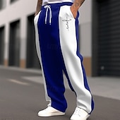 cheap Sweatpants-Men&#039;s Christmas Pants Sweatpants Trousers Straight Leg Sweatpants Pocket Drawstring Elastic Waist Color Block Cross Comfort Christmas Sports Outdoor Fashion Casual Black Dark Blue Micro-elastic