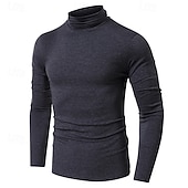 billige grunnleggende t-skjorter-Herre T skjorte Turtleneck skjorte Langermet skjorte Langermet Rullekrage Vår &amp; Vinter عادي Mote Designer Fritid Klassisk Gate Sport Ferie Lyseblå Marineblå Svart Topp T-skjorte for menn