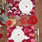 cheap Placemats &amp; Coasters &amp; Trivets-Valentine&#039;s Day Placemats Set of 4 Romantic and Decorative Table Mats Featuring Heart or Rose Patterns Durable and Heat-Resistant Perfect for Adding a Touch of Love to Your Dining Table Decor