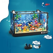cheap Building Toys-Fish Tank Building Block Lighting Aquarium Building Sets for Adults and Kids Including Ocean Jellyfish Turtle Animal Building Toys for Boys Age 8-12 725pcs/753pcs