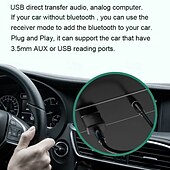 abordables Kit de Bluetooth/manos libres para coche-Receptor Bluetooth 5.0 para automóvil, adaptador auxiliar Bluetooth con cancelación de ruido, receptor de música Bluetooth para estéreo doméstico/auriculares con cable/llamadas manos libres, duración