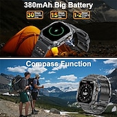 お買い得  スマートウォッチ-k63 スマートウォッチ 1.96 AMOLED スクリーン Bluetooth 通話 スポーツトラッカー 380mAh 長時間スタンバイ 健康モニター メンズ スマートウォッチ