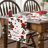 abordables Chemins de Table-chemin de table rose pour la Saint-Valentin, décoration de table florale romantique avec un élégant design de rose, parfait pour ajouter une touche d&#039;amour et d&#039;élégance à votre dîner de la