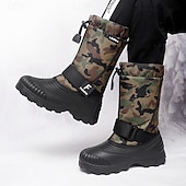 tanie Buty zimowe i śniegu-męskie zimowe buty śnieżne w kamuflażu z wodoodporną cholewką i pluszową podszewką - wytrzymała, antypoślizgowa podeszwa, regulowany pasek, idealne do aktywności na świeżym powietrzu