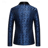 ieftine Sacouri clasice pentru bărbați-Bărbați Blazer Afaceri Petrecere cu cocktail Petrecere Nuntă Modă Casual Primăvara &amp; toamnă Poliester Imprimeu Paisley Buzunar Nasturi Comfortabil Cu Un Nasture Blazer Argintiu Gri Închis Negru Alb