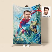 preiswerte Personalisierte Geschenke-Superhelden-Decke Personalisierte Spinnen-Decke mit Bild personalisierte wärmende Decke für Jungen Valentinstag Geburtstagsgeschenk für Superhelden-Liebhaber