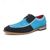 abordables Semi-formel-chaussures oxford à lacets de style vintage pour hommes – design en toile bicolore et similicuir pour une tenue formelle et décontractée