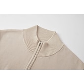 preiswerte Herren Strickjacke-Herren Strickjacke Reißverschluss-Pullover Strickpullover Gerippt Stricken Normale Oberteile Reißverschluss Einfarbig Stehkragen Mode Klassisch Urlaub Alltagskleidung Bekleidung Herbst Winter Frühling