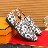 billiga Tillfällig-loafers med vitt blommönster för män med tofs och guldaccent – snygga vardags- och semiformella skor för moderiktiga outfits