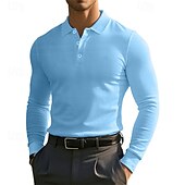 cheap Men&#039;s Classic Polo-Men&#039;s Corduroy Shirt Golf Shirt Work Casual Lapel Long Sleeve Basic Modern Solid Color Buttons Spring &amp;  Fall Regular Fit Wine Black White Yellow Sky Blue Light Grey Corduroy Shirt