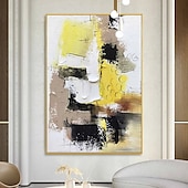 cheap Still Life Paintings-White Gray Yellow Textured Painting Large Colorful Abstract Painting Texture Abstract Painting Colorful Knife Painting Hand-painted Abstract Art Large Canvas Art Boho Decor