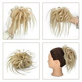 cheap Chignons-Messy Bun Hair Piece Scrunchie Extension Tousled Updo Wavy Curly Hairpieces Synthetic Chignon for Women Girls