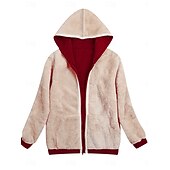 abordables chaqueta con capucha-Mujer Abrigo de invierno Chaqueta de sherpa Chaqueta con capucha Exterior Calle Ropa Cotidiana Otoño Invierno Regular Abrigo Ajuste regular Mantiene abrigado Transpirable Elegante Casual Chaquetas