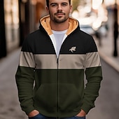 economico Schema Geometrico-Per uomo Blocco di colori Pile Felpe con cappuccio Moda Etnico Manica Lunga Con Cappuccio Feste Abbigliamento casual alla moda Rosso Blu Coulisse Autunno Inverno progettista