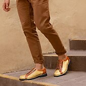 cheap Elemental Dress Shoes-Men&#039;s Tan &amp; Beige Ostrich Leather Casual Shoes with Rugged Sole – Premium Cowhide Everyday &amp; Semi-Formal Footwear
