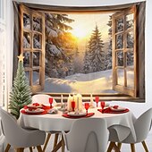 olcso karácsonyi gobelin lóg-karácsonyi díszek függő gobelin ablak kilátás fal művészet karácsonyi nagy kárpit falfestmény dekoráció fénykép háttér takaró függöny otthon hálószoba nappali dekoráció