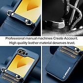 economico Cover Samsung-telefono Custodia Per Samsung Galaxy Z Flip 7 Z Flip 6 Z Flip 5 Z Flip 4 Z Flip 3 Copertura Posteriore con Cordino Slot per Carte Resistente agli urti Retrò TPU Pelle PU