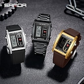 abordables Montres numériques-SANDA Hommes Montre Digitale Extérieur Mode Décontractée Montre Bracelet Lumineux Chronomètre Fonction réveille Calendrier Gel de Silicone Bracelet en acier inoxydable Suivre