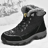 billiga Kängor-Herr Stövlar Snökängor Kängor Vinterkängor Fleecefoder Mocka Nylon Bekväm Halksäker Snörning Svart Grå