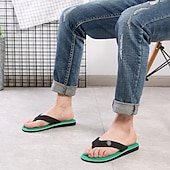 billige Uformelle sandaler-svarte flip-flop-sandaler for menn med polstret såle - komfortabelt uformelt strand- og sommersko