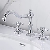 economico Rubinetti per lavandino bagno-contiene rubinetto per bagno in ottone con interruttore caldo e freddo finitura spazzolata rame antico due maniglie rubinetto per lavabo da bagno diffuso