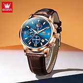abordables Montres à quartz-OLEVS Hommes Montres à quartz Mode Affaires Montre Bracelet Affichage des phases de lune Lumineux Calendrier Chronographe Cuir Suivre