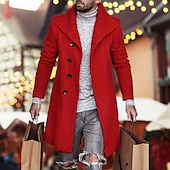 preiswerte Herren-Blazer &amp; -Anzüge-Herren Mantel Trenchcoat Langer Trenchcoat Täglich Urlaub Herbst Winter Polyester Windundurchlässig Weich Oberbekleidung Bekleidung Modisch Klassisch Glatt Tasche Kargen Einreihiger Verschluss