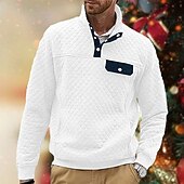 abordables Sudaderas Básicas_-Hombre Sudadera Negro Blanco Verde Oscuro Gris Claro Gris Oscuro Cuello Mao Bloque de color Jacquard Retazos Bolsillo Estriado Deporte Diario Festivos Poliéster Texturizado Ropa de calle Básico Casual