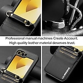 economico Cover Samsung-telefono Custodia Per Samsung Galaxy Z Flip 7 Z Flip 6 Z Flip 5 Z Flip 4 Z Flip 3 Copertura Posteriore con Cordino Slot per Carte Resistente agli urti Retrò TPU Pelle PU