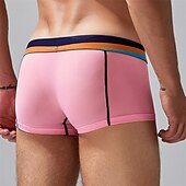 cheap Men&#039;s Boxers Underwear-Men&#039;s 1 PCS Boxers Underwear Boxer Shorts Patchwork Elastic Waist Chinlon Breathable Soft Comfortable Color Block Letter Mid Rise Black White