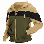 economico felpe con cappuccio da uomo di base-Per uomo Felpa con cappuccio Felpa con cappuccio a zip intera Bianco Rosso Blu marino Cachi Con cappuccio Color Block Collage Tasche Ufficio Sportivo Informale Streetwear Essenziale Informale