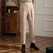 levne Štíhlý-Pánské Kalhoty Oblekové Kalhoty Neapol Kalhoty chinos Kapsy Knoflíky Jednobarevné Pohodlné Formální Párty Práce Módní Klasický styl Tmavě šedá Meruňková Lehce elastické
