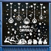 abordables Etiqueta engomada-Pegatinas navideñas para ventanas, pegatinas estáticas extraíbles para decoración navideña, pegatinas de PVC de color blanco puro, juego de calcomanías extraíbles de tamaño pequeño para decoraciones