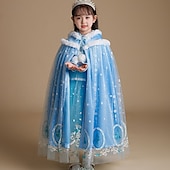 economico Costumi per bambine-Frozen - Il regno di ghiaccio Principessa Fiaba Elsa Cappotto Mantello Costume per festa a tema Costume Cosplay Cosplay di film for Ragazze Bambini Natale Carnevale Giornata universale dell&#039;infanzia