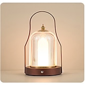 billige Bordlamper-bærbar trådløs bordlanternelampe, usb oppladbar sidelampe, 3-farget dimming ved siden av bordlamper vanntett utendørs LED for hage, uteplass, camping, bar (gull)