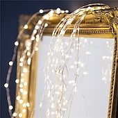 お買い得  太陽光発電-クリスマス LED ホタル 束ライト、2m 200 LED 滝ツリーつるストリングライト 屋外クリスマスガーランド ホリデー クリスマス デコレーション用