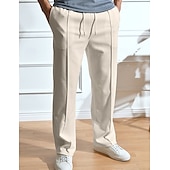 お買い得  スウェットパンツ-男性用 スウェットパンツ ジョガー ズボン ストレートレッグスウェットパンツ プリーツパンツ ドローストリング 弾性ウエスト 平織り 履き心地よい 高通気性 アウトドア 日常 お出かけ ファッション カジュアル ブラック ホワイト