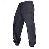 お買い得  スウェットパンツ-男性用 スウェットパンツ ジョガー コーデュロイパンツ ズボン カジュアルパンツ ドローストリング 弾性ウエスト 平織り 履き心地よい ソフト 全長 アウトドア カジュアル 日常 スポーツ ファッション Темный хаки ブラック