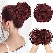 abordables Chignons-chignons Chignon A Clipser Cheveux Synthétiques Pièce de cheveux Extension des cheveux Bouclé Soirée du quotidien Usage quotidien Rouge Bordeaux Marron Grise