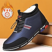 baratos Ténis para Homem-tênis casuais masculinos forrados e quentes de inverno – sapatos de cano alto com cadarço à prova d&#039;água e forro de pelúcia, sola antiderrapante, ideal para atividades ao ar livre e clima frio
