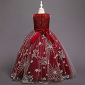 abordables Robes de fête-Enfants Fille Robe de fête Etoile Sans Manches Utilisation Noël Anniversaire Maille Magnifique Doux Polyester Maxi robe soirée Robe Évasée Robe Trapèze Eté 4-12 ans Rose Claire Rouge Bleu