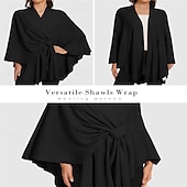 お買い得  ファーラップ-女性用ショールラップ、クロスフロントポンチョセーター、ニットケープ、柔らかく暖かい、エレガント、秋冬春の結婚式用