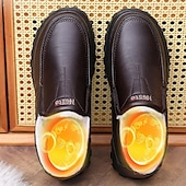 cheap Men&#039;s Slip-ons &amp; Loafers-Men&#039;s Casual Cozy and Warm Faux Leather Slip-on Shoes with Fur Lining - Perfect for Winter Outdoor Activities