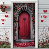 abordables Bannières de Garage et de Porte-Wedding Outdoor Decorations Door Covers Door Tapestry Door Curtain Decoration Backdrop Indoor/Outdoor Door Banner for Front Door Farmhouse Hearts