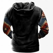 Χαμηλού Κόστους Vintage Εθνοτικές Φούτερ-Ανδρικά Πόκερ Με Κουκούλα Μοντέρνα Απίθανο Καθημερινά Μακρυμάνικο Στρογγυλή Ψηλή Λαιμόκοψη Διακοπές Αργίες Streetwear Μαύρο Θαλασσί Χακί Γκρίζο Κορδόνι Φθινόπωρο Χειμώνας Σχεδιαστής Τ M L XL XXL XXXL