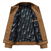 abordables Chaquetas de Ante Sintético-Hombre Chaqueta ligera Chaqueta de gamuza sintética Hogar Oficina Cortavientos Bolsillo Invierno Primavera &amp; Otoño Color sólido Vintage Estilo clásico Regular Negro Marrón Chaquetas
